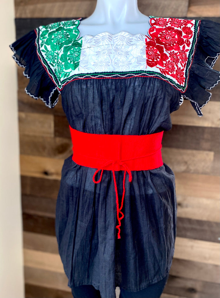 Tricolor Blouse - Black